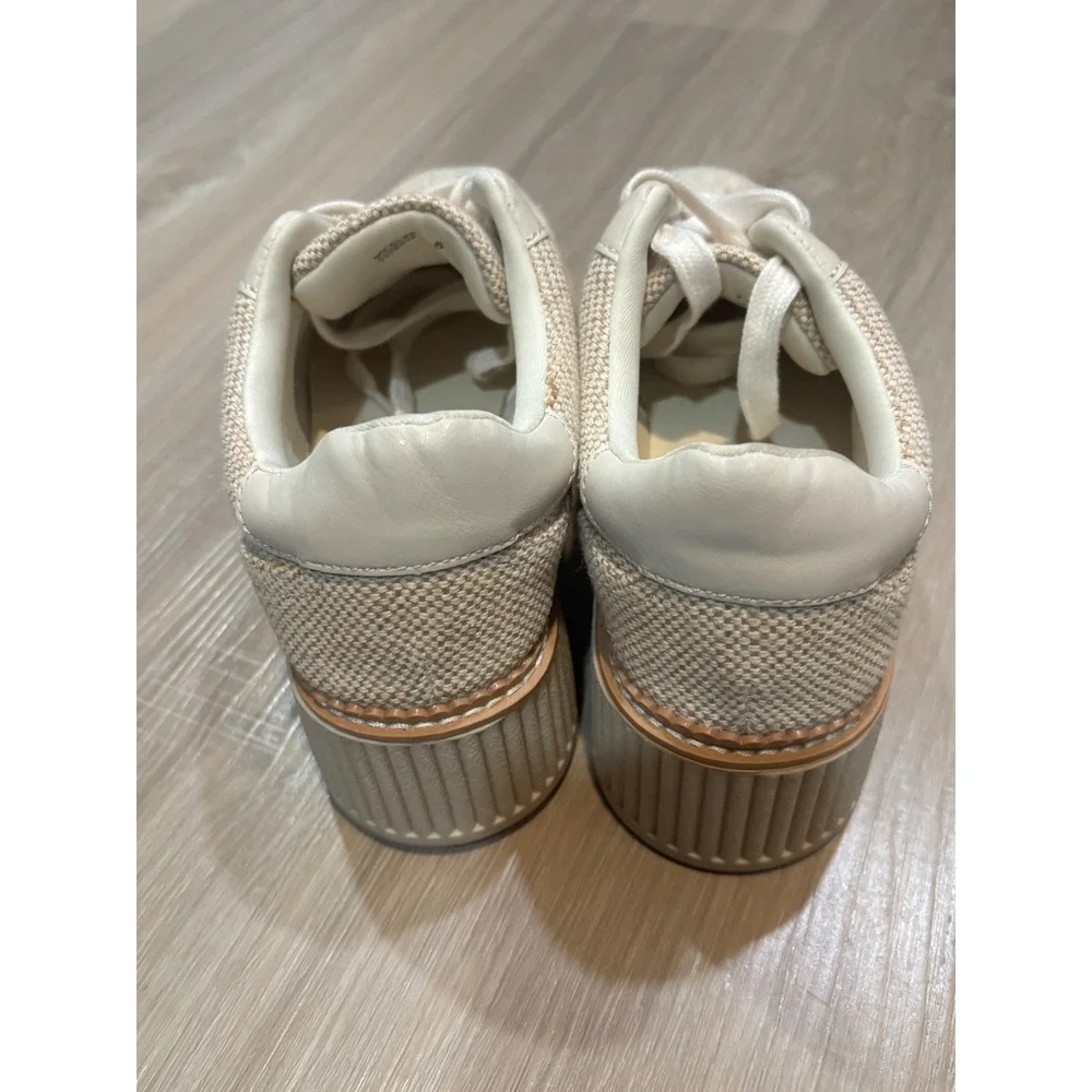 DV Dolce Vita Bubbles Platform Sneakers Cream Tan Woven Raffia Lace UpWomens 7.5